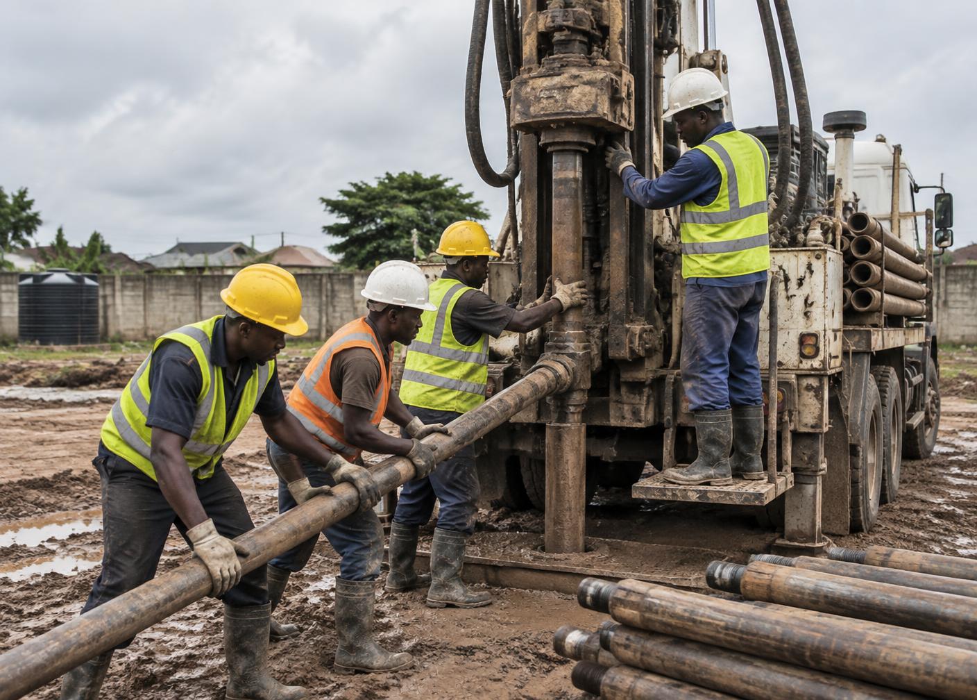 Achievers field crew preparing a drilling site
